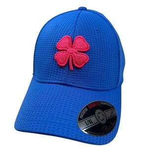 Black Clover Live Lucky Flex Waffle 15 Royal Blue/Pink Hat L/XL Fitted Cap Golf
